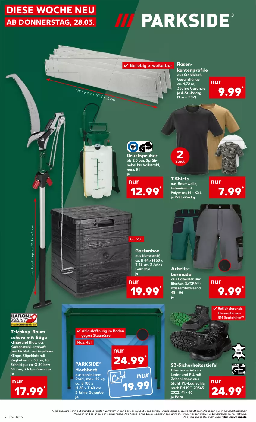 Aktueller Prospekt Kaufland - Prospekt - von 28.03 bis 03.04.2024 - strona 40 - produkty: angebot, angebote, auto, Bau, baumwolle, bermuda, eis, Elektro, ente, Garten, Kette, LG, messer, Parkside, rasen, Ria, riegel, rwe, säge, Schere, scotch, shirt, shirts, T-Shirt, Teleskop, Ti, Tiere, tisch, wasser, wolle, ZTE