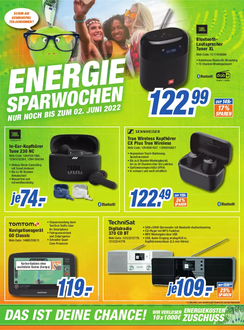 Aktueller Prospekt Expert Aalen - Prospekte - von 27.04 bis 03.05.2022 - strona 2 - produkty: akku, eis, elle, gewinnspiel, in-ear-kopfhörer, kopfhörer, lautsprecher, LG, Mp3, navigationsgerät, quad, Radio, rel, smartphone, Ti, tomtom, tuner, usb, wasser