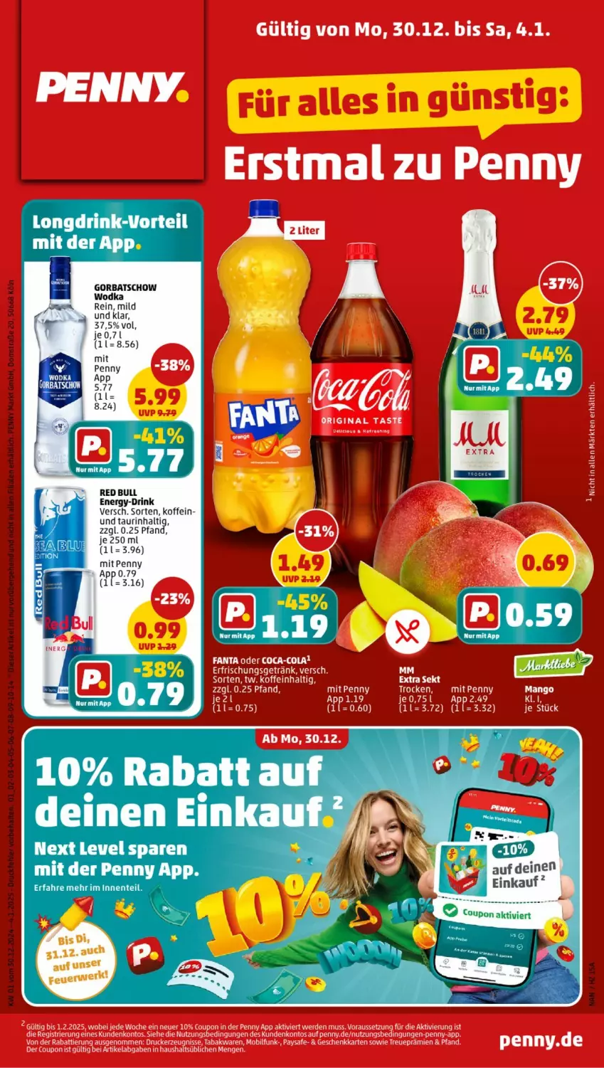 Aktueller Prospekt Penny - Prospekte - von 30.12.2025 bis 04.01.2026 - strona 1 - produkty: drink, Gorbatschow, mango, red bull, Ti, wodka