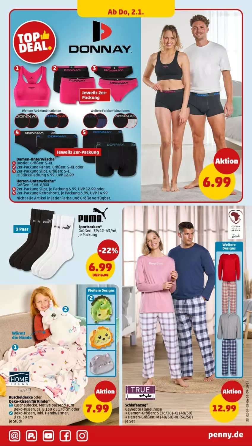 Aktueller Prospekt Penny - Prospekte - von 30.12.2025 bis 04.01.2026 - strona 33 - produkty: Anzug, decke, hose, Kinder, kissen, kuscheldecke, Schlafanzug, socken, Sport, sportsocken, Ti