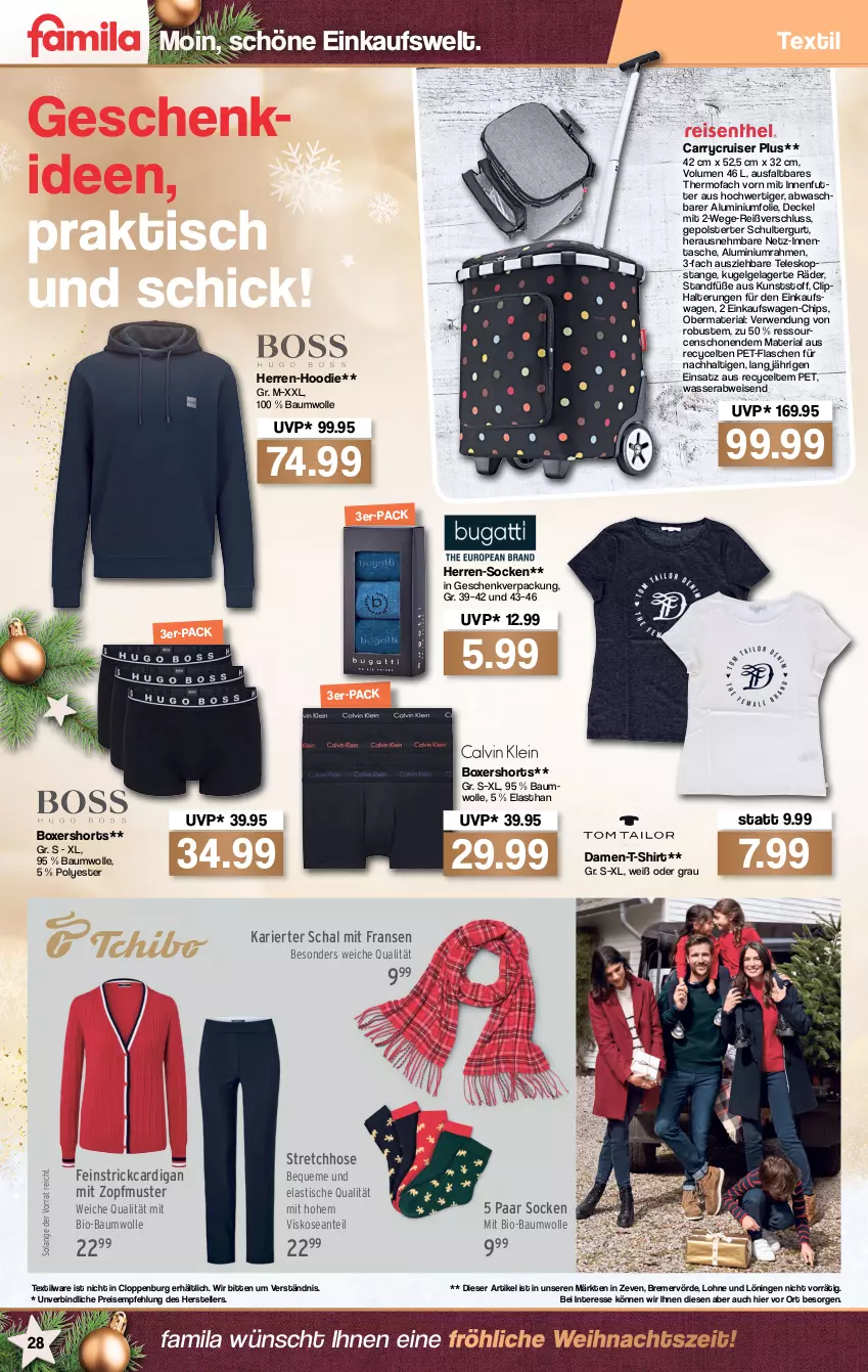 Aktueller Prospekt Famila - Prospekte - von 20.12 bis 24.12.2021 - strona 30 - produkty: Aluminiumfolie, asti, Bau, baumwolle, bio, bio-baumwolle, Cardigan, chips, decke, Deckel, eis, elle, flasche, herren-socken, hose, Kugel, LG, mit bio-baumwolle, pet-flasche, pet-flaschen, reis, Ria, rwe, Schal, schultergurt, shirt, shorts, socken, T-Shirt, Tasche, Teleskop, teller, Ti, tisch, wasser, wolle