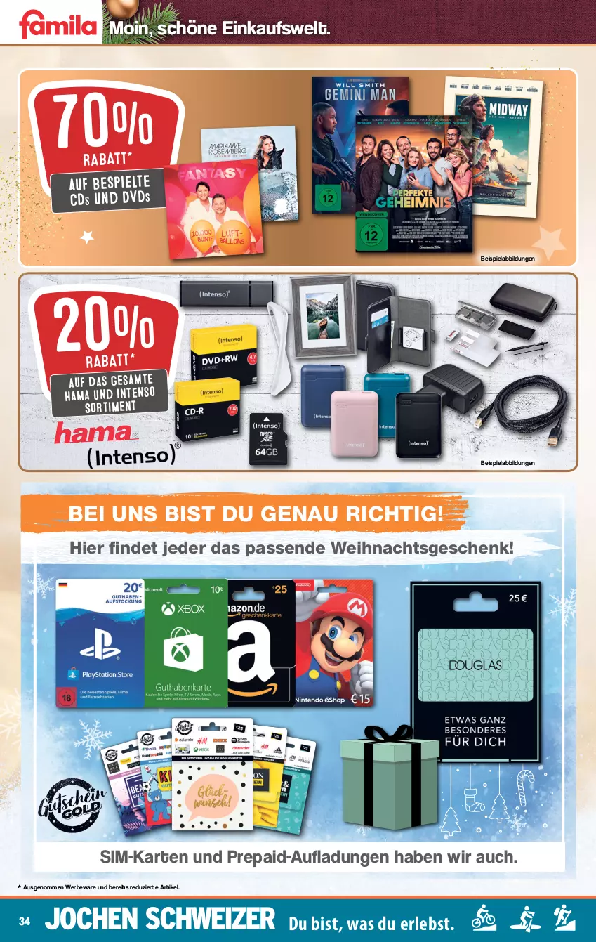 Aktueller Prospekt Famila - Prospekte - von 20.12 bis 24.12.2021 - strona 36 - produkty: beispielabbildung, dvd, eis, hama, intenso, sim, Ti