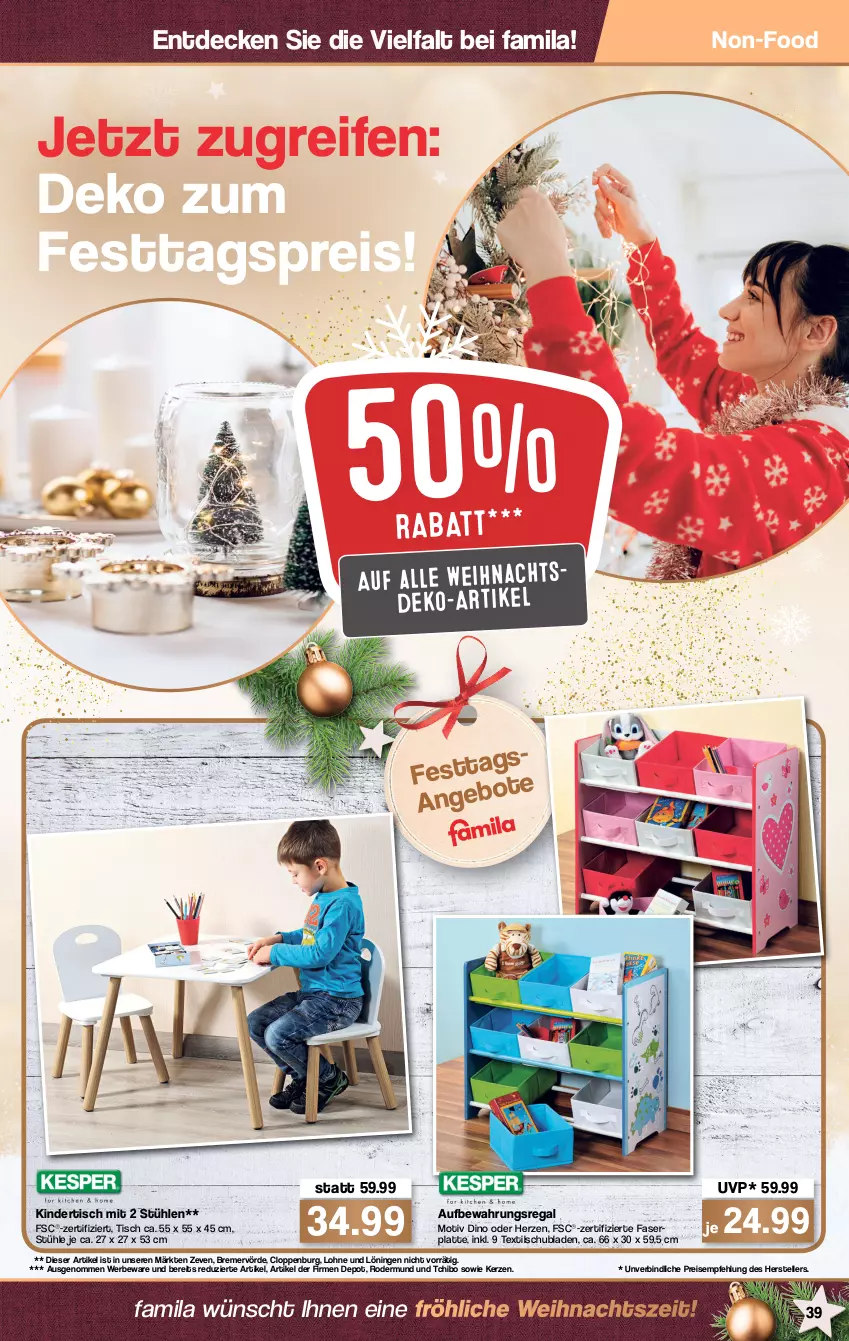 Aktueller Prospekt Famila - Prospekte - von 20.12 bis 24.12.2021 - strona 41 - produkty: decke, eis, elle, kerze, Kinder, latte, regal, reifen, reis, schubladen, Stühl, Tchibo, teller, Ti, tisch