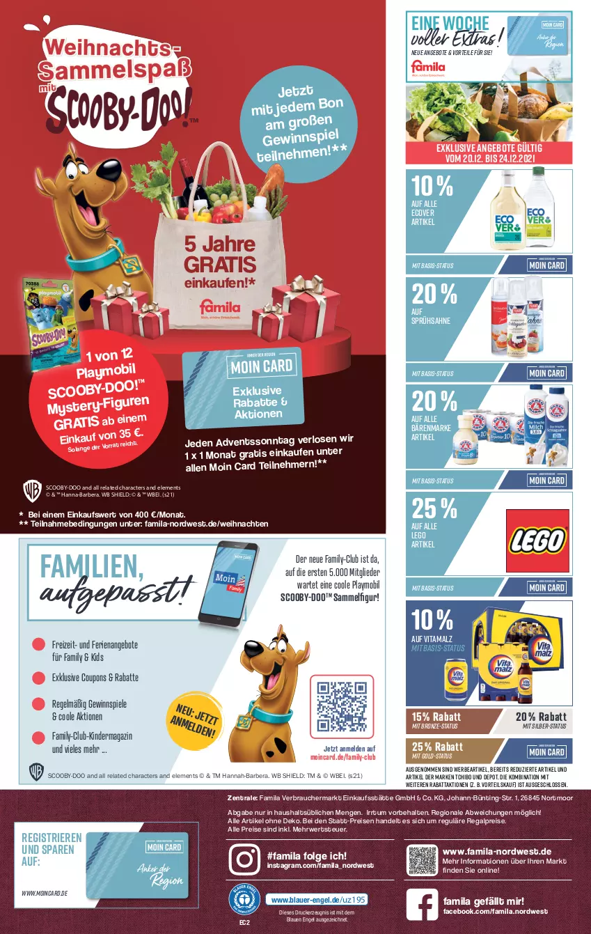 Aktueller Prospekt Famila - Prospekte - von 20.12 bis 24.12.2021 - strona 42 - produkty: angebot, angebote, auer, bärenmarke, coupon, coupons, drucker, eis, Engel, gewinnspiel, kerze, Kinder, LG, magazin, malz, playmobil, Rauch, regal, reis, rel, rwe, sahne, Spiele, Tchibo, Ti, vita, vitamalz, weihnachten