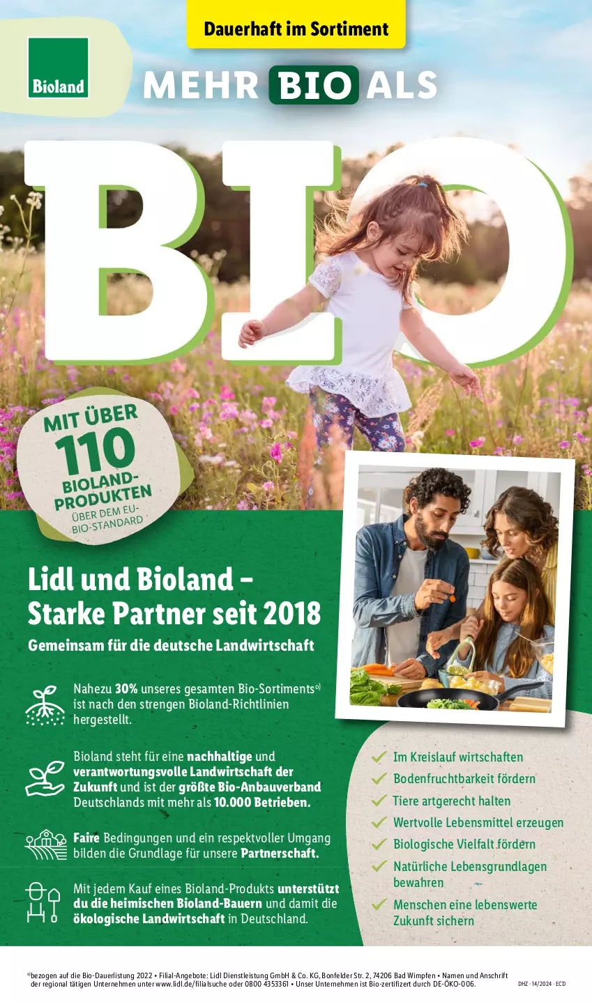 Aktueller Prospekt Lidl - Aktionsprospekt - von 02.04 bis 06.04.2024 - strona 59 - produkty: angebot, angebote, auer, Bad, Bau, Bauer, bio, bioland, eis, frucht, lebensmittel, reis, Ti, Tiere