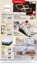 Gazetka promocyjna Lidl - Aktionsprospekt - Gazetka - ważna od 06.04 do 06.04.2024 - strona 27 - produkty: angebot, Bau, baumwolle, beleuchtung, bett, bettwäsche, bio, coupon, decke, deckenleuchte, eis, erde, fernbedienung, kissen, led-deckenleuchte, Leuchte, matratze, matratzen, Nachtlicht, Persona, regal, reine baumwolle, reis, renforcé-bettwäsche, Ria, spannbettlaken, Ti, timer, usb, wandregal, wendebettwäsche, wolle