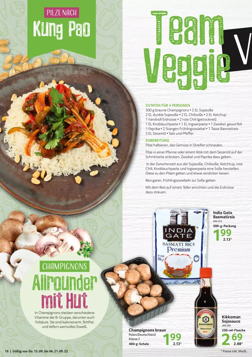 Aktueller Prospekt Selgros - Food - von 15.09 bis 21.09.2022 - strona 16 - produkty: Anrichte, basmati, bier, Biere, braten, braun, champignon, champignons, champignons braun, chili, eis, elle, erdnüsse, flasche, HP, ingwer, ketchup, kikkoman, knoblauch, paprika, pfanne, pfeffer, pilze, reifen, reis, salz, sauce, Schal, Schale, sesam, Sesamöl, soja, sojasauce, Soße, tasse, teller, Ti, vita, Vitamine, wok, würfel, zwiebel, zwiebeln