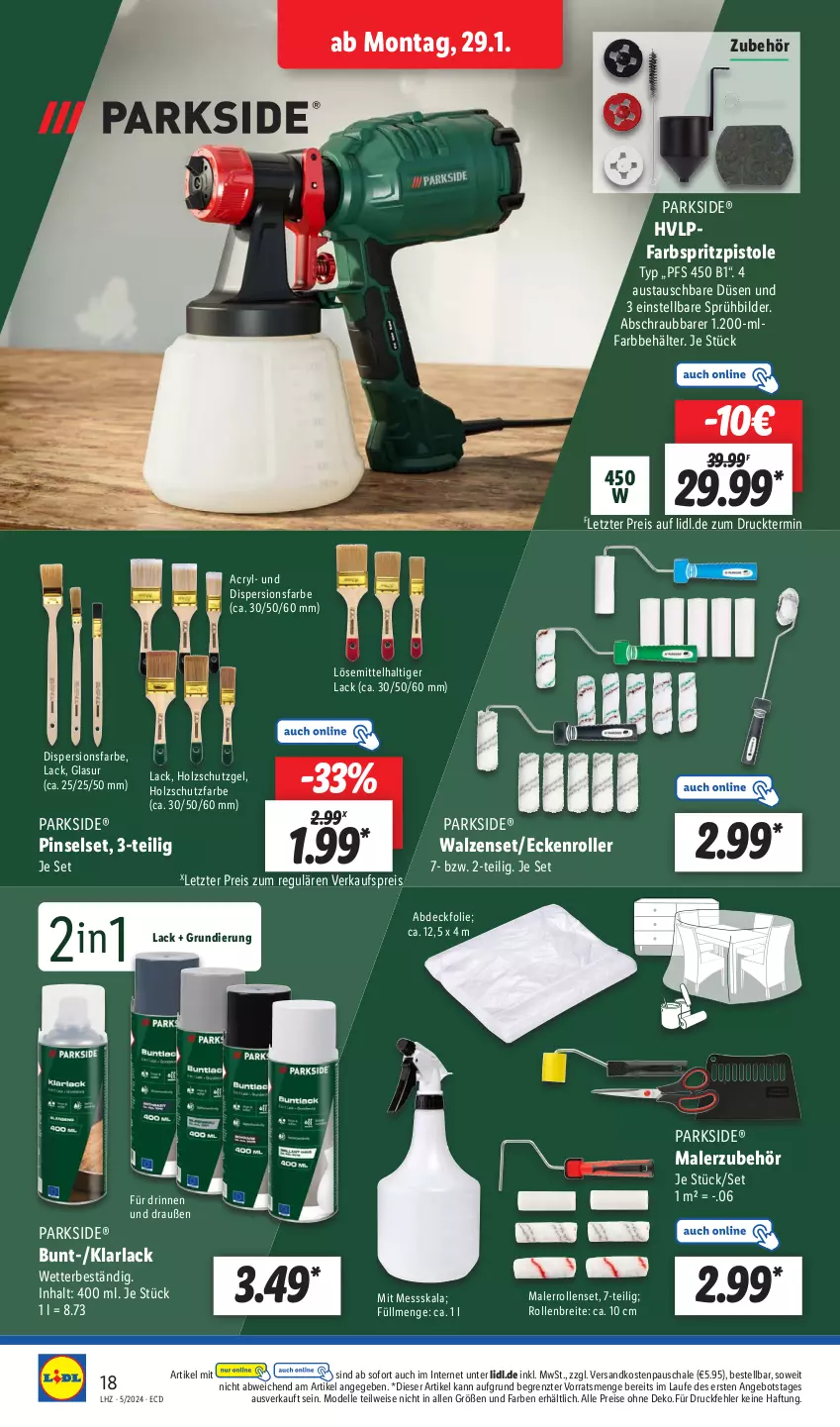 Aktueller Prospekt Lidl - Aktionsprospekt - von 29.01 bis 03.02.2024 - strona 24 - produkty: angebot, arla, aust, Behälter, Brei, dell, eis, elle, Holz, holzschutz, lack, Mode, ndk, Parkside, Pinsel, Pinselset, reis, Roller, Schal, Schale, Ti, ZTE