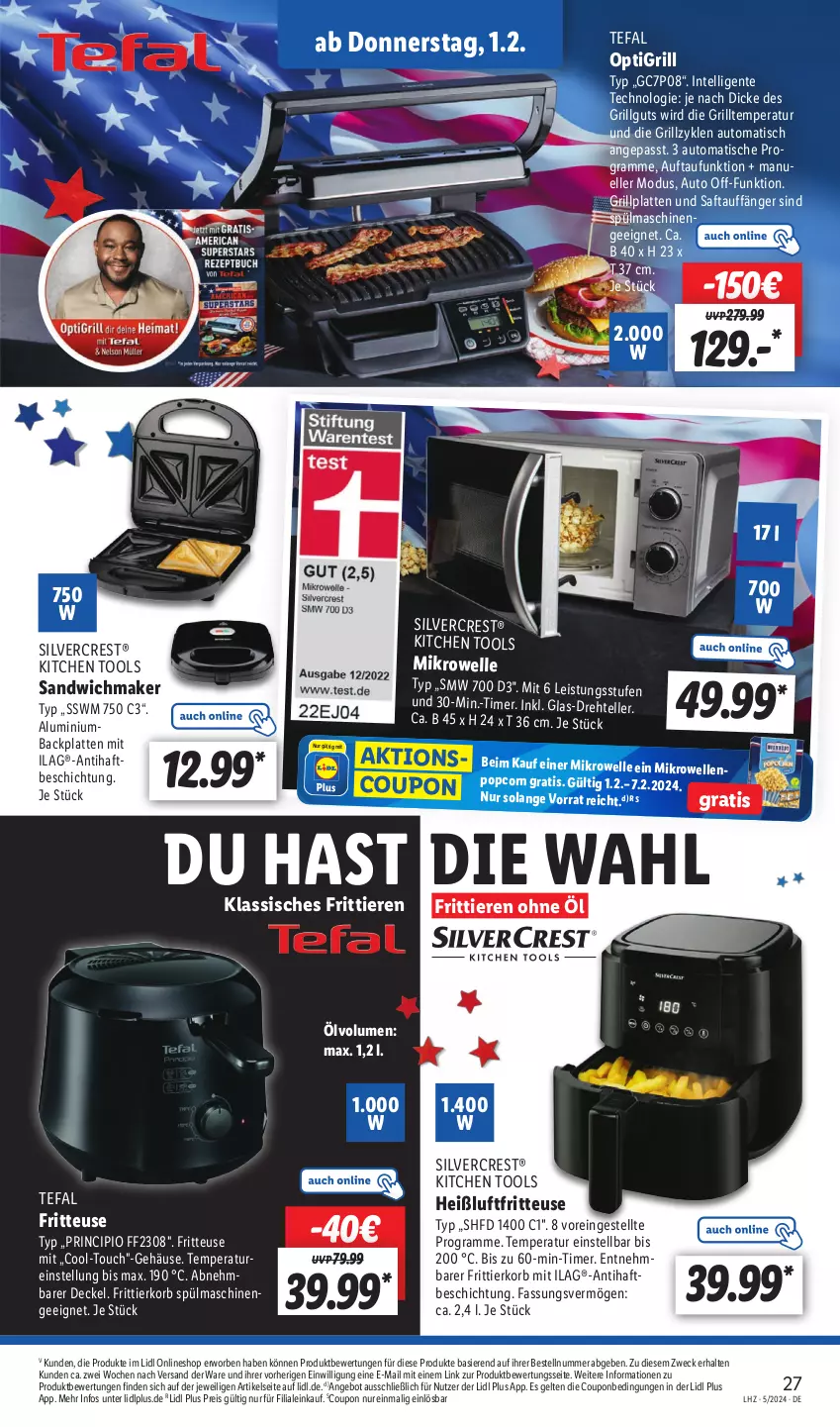 Aktueller Prospekt Lidl - Aktionsprospekt - von 29.01 bis 03.02.2024 - strona 33 - produkty: angebot, auto, coupon, decke, Deckel, eis, elle, ente, fritteuse, Frittierkorb, grill, grillplatte, Heißluftfritteuse, ilag, Intel, korb, latte, LG, mikrowelle, popcorn, reis, saft, sandwich, silvercrest, spülmaschinen, tefal, teller, Ti, Tiere, timer, tisch, weck