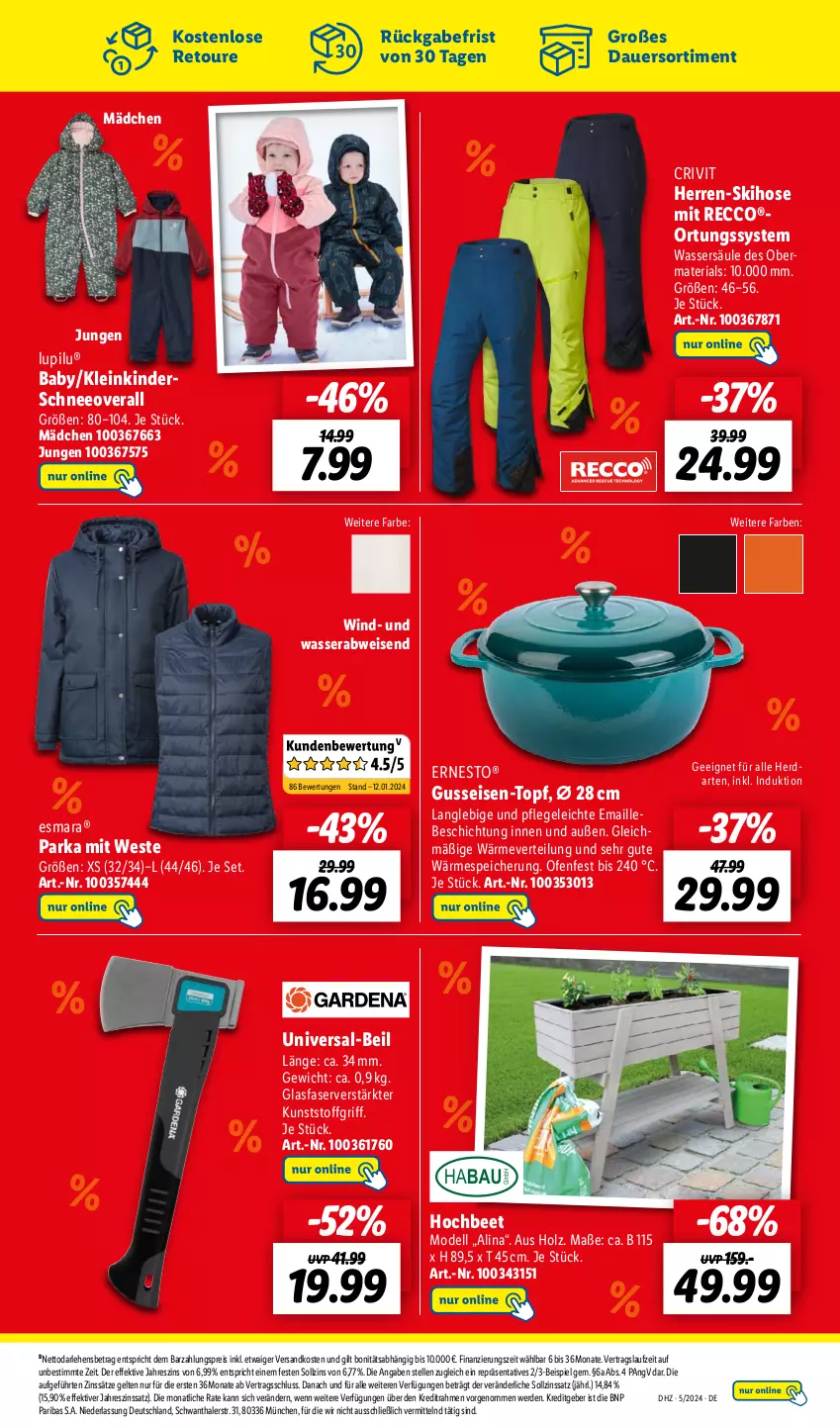 Aktueller Prospekt Lidl - Aktionsprospekt - von 29.01 bis 03.02.2024 - strona 49 - produkty: auer, crivit, dell, ecco, eis, elle, erde, ernesto, esmara, herdarten, Holz, hose, Kinder, lupilu, maille, Mode, ndk, Ofen, Overall, Parka, reis, Ria, Schneeoverall, Ti, topf, wasser, Weste