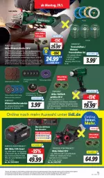 Gazetka promocyjna Lidl - Aktionsprospekt - Gazetka - ważna od 03.02 do 03.02.2024 - strona 21 - produkty: akku, Akku-Winkelschleifer, angebot, Brei, coupon, eis, elle, koffer, ladegerät, LG, papier, Parkside, Reinigung, reis, Ria, Schleifpapier, teller, Ti, weck, Winkelschleifer, ZTE