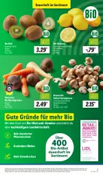 Gazetka promocyjna Lidl - Aktionsprospekt - Gazetka - ważna od 03.02 do 03.02.2024 - strona 3 - produkty: angebot, auer, bio, Bio-Obst, braun, champignon, champignons, discount, eis, kiwi, LG, obst, pflanze, pflanzen, reis, Ti, zitrone, zitronen, ZTE