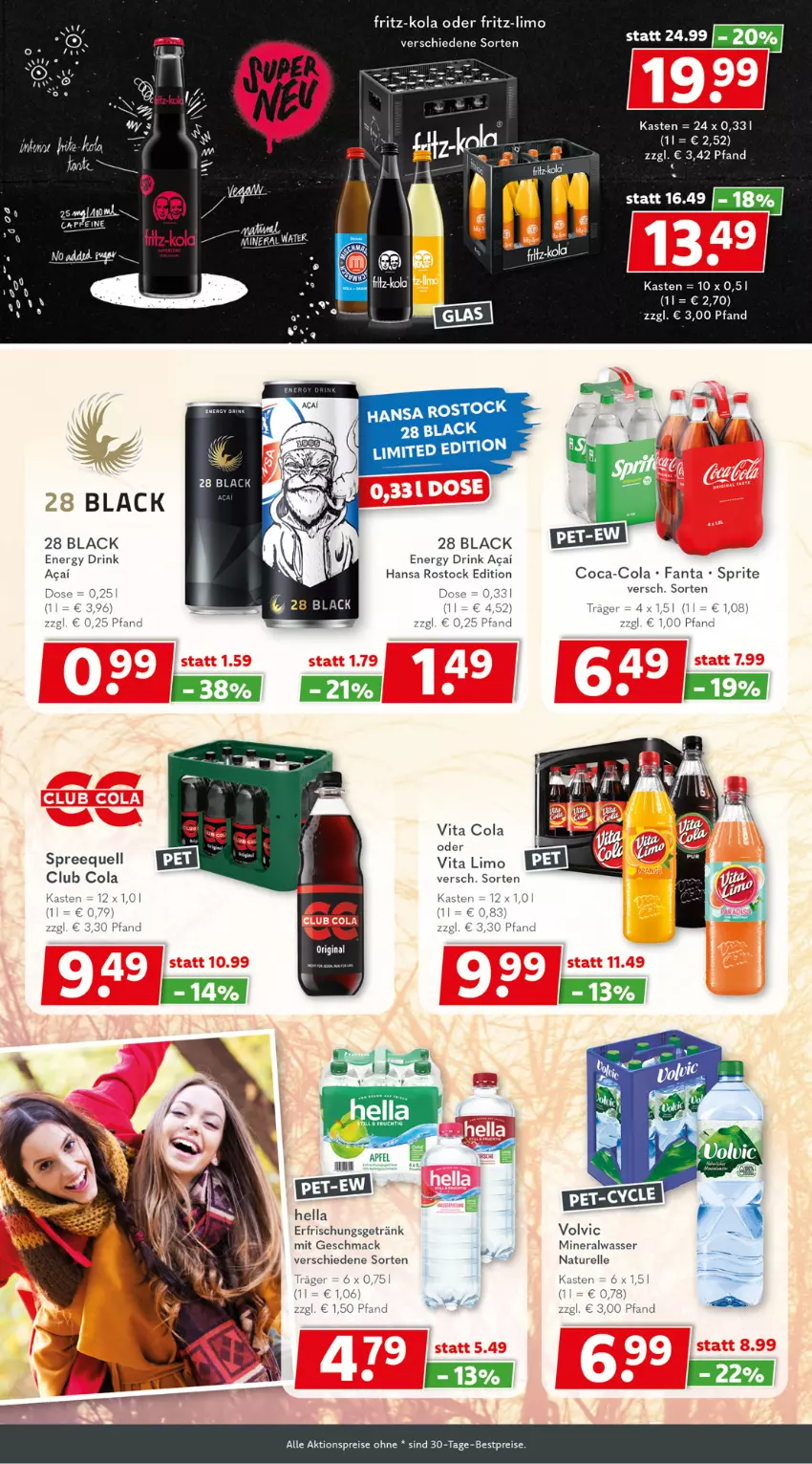 Aktueller Prospekt Getraenkeland - von 30.10 bis 11.11.2023 - strona 4 - produkty: aktionspreis, Alwa, bestpreis, bestpreise, coca-cola, cola, drink, eis, elle, energy drink, erfrischungsgetränk, fanta, fritz, fritz-kola, getränk, lack, limo, mac, mineralwasser, natur, reis, rel, Spreequell, sprite, Ti, vita, volvic, wasser