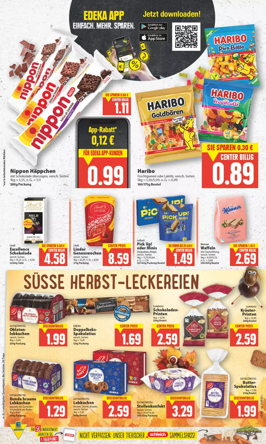 Aktueller Prospekt E Center - Angebote der Woche - von 25.09 bis 30.09.2023 - strona 13 - produkty: Amber, beutel, braun, brezel, Brezeln, butter, creme, deka, eis, elle, ente, frucht, fruchtgummi, google play, haribo, keks, kräuter, kuchen, Lakritz, lambertz, Lebkuchen, leibniz, lindor, lindt, Manner, nippon, nuss, Oblaten, oder lakritz, reis, riegel, schoko, schokolade, schokoladen, Stollen, Ti, waffeln, ZTE