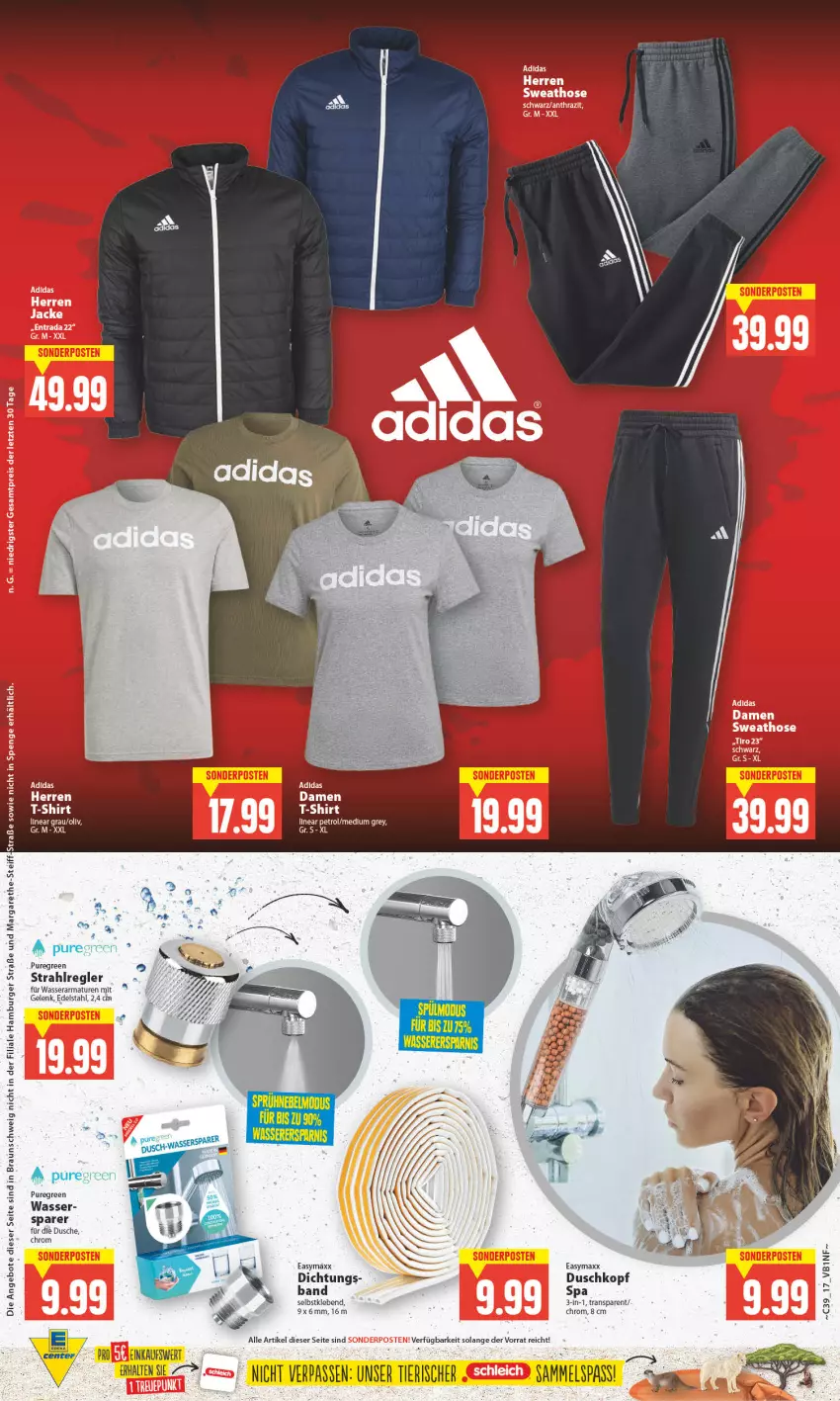 Aktueller Prospekt E Center - Angebote der Woche - von 25.09 bis 30.09.2023 - strona 17 - produkty: Adidas, angebot, angebote, armatur, armaturen, braun, burger, dusche, easymaxx, edelstahl, hamburger, shirt, T-Shirt, Ti, wasser