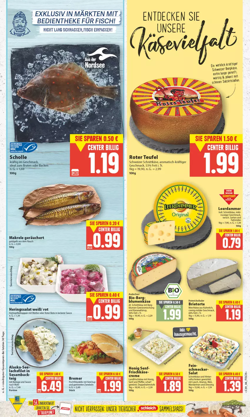 Aktueller Prospekt E Center - Angebote der Woche - von 25.09 bis 30.09.2023 - strona 6 - produkty: ananas, Bergkäse, blume, blumen, brie, creme, decke, dell, doppelrahmstufe, dressing, eis, elle, filet, fisch, frischkäse, gewürz, Gewürzmischung, hering, Herings, honig, ilag, karamell, Käse, ketchup, lachs, lachsfilet, leerdammer, mac, Makrele, mandarine, mandarinen, milch, nuss, pfeffer, Rauch, reis, rel, ring, saft, saftschinken, salat, salz, sauce, schinken, schnittkäse, schweizer schnittkäse, senf, sesam, sirup, Ti, tisch, torte, weichkäse, würfel, ZTE, zwiebel, zwiebeln