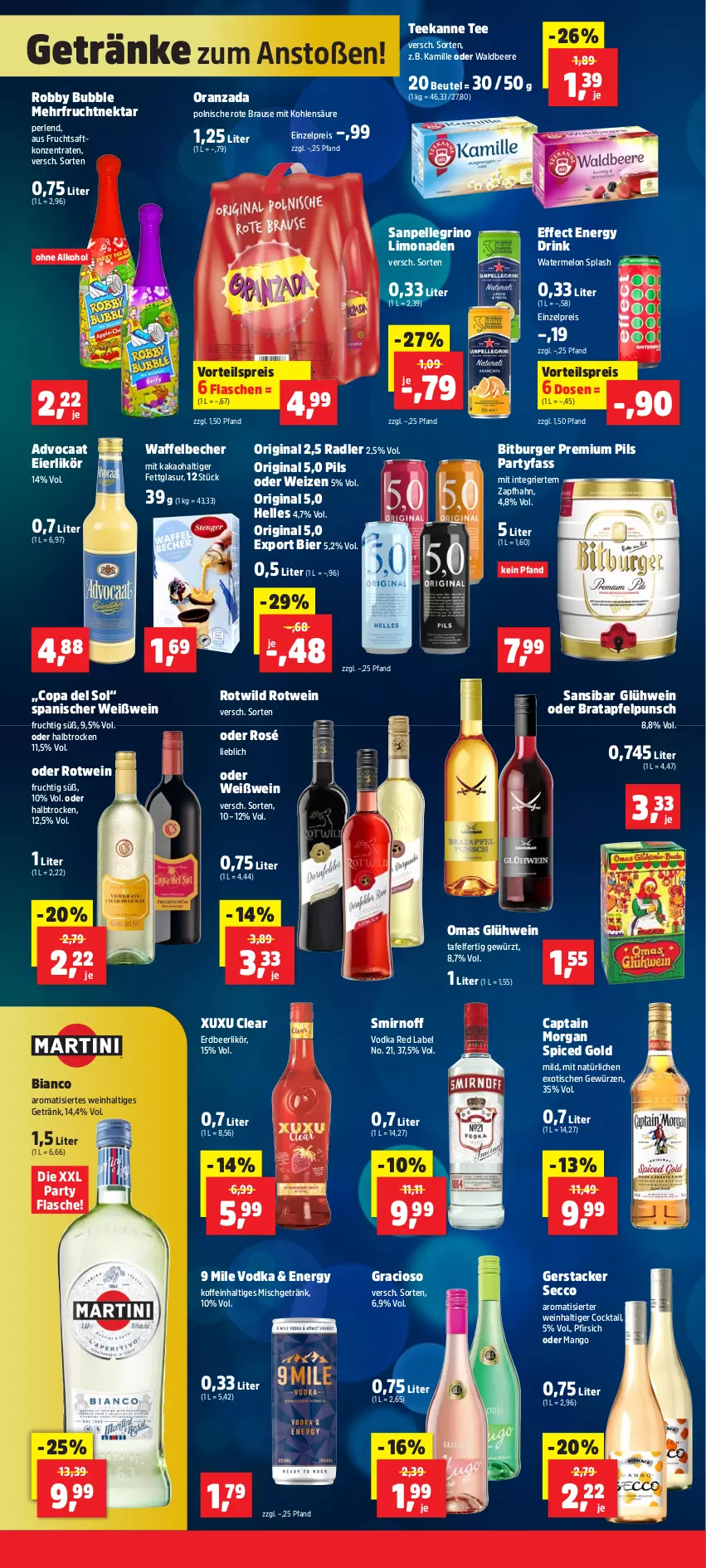 Aktueller Prospekt Thomas Philipps - von 23.12 bis 28.12.2024 - strona 2 - produkty: alkohol, apfel, Becher, beere, beutel, bier, bitburger, brause, burger, Cap, captain morgan, cocktail, drink, ecco, Effect, eier, eierlikör, eis, elle, energy drink, flasche, frucht, fruchtsaft, getränk, getränke, gewürz, gin, Glühwein, gracioso, kakao, Kamill, kamille, likör, limo, limonade, limonaden, mango, Nektar, ohne alkohol, perlen, pfirsich, pils, premium pils, radler, reis, robby, rotwein, saft, sanpellegrino, smirnoff, tee, teekanne, Ti, tisch, vodka, vorteilspreis, wein, Weißwein, Wild