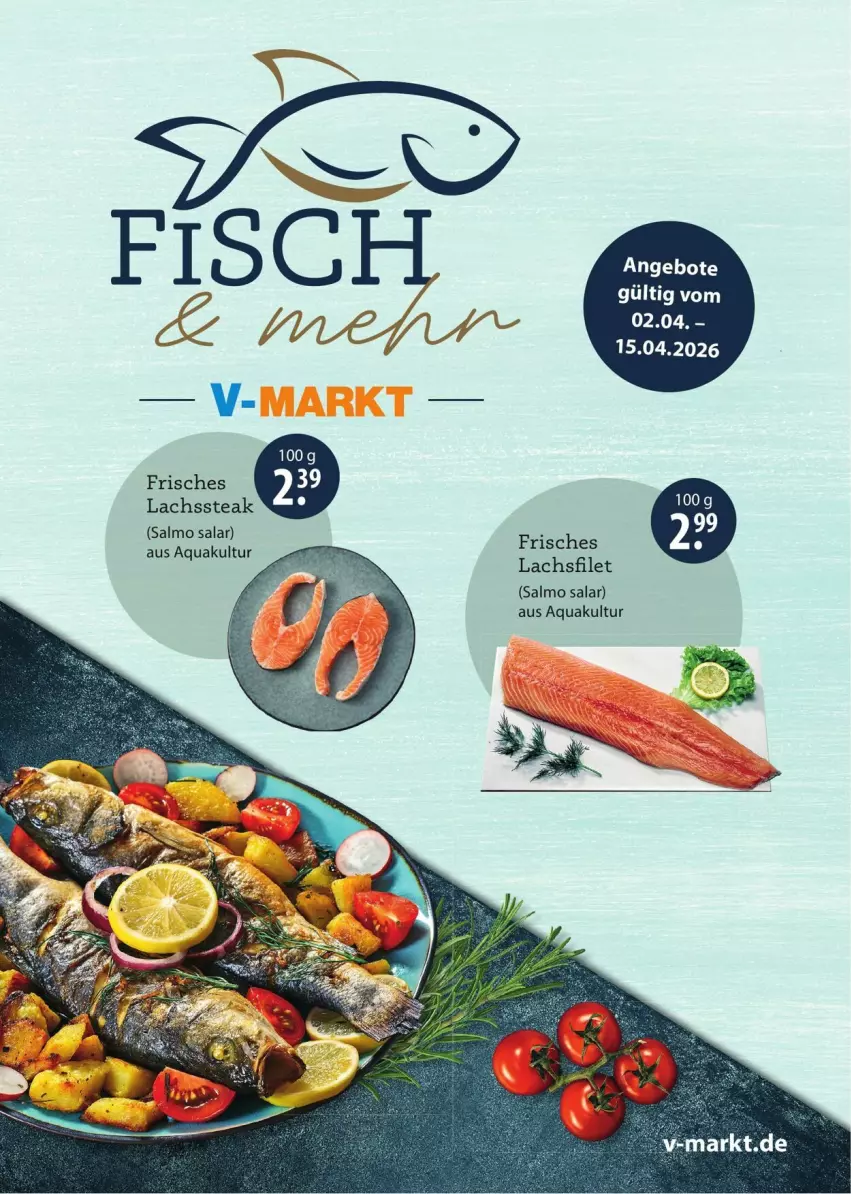 Aktueller Prospekt Vmarkt - Prospekte - von 02.04 bis 15.04.2026 - strona 1 - produkty: angebot, angebote, aqua, filet, lachs, lachsfilet, steak, Ti