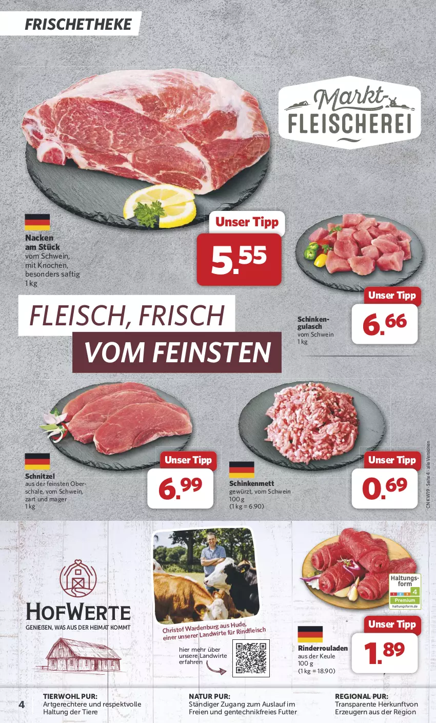 Aktueller Prospekt Combi - Prospekte - von 06.05 bis 11.05.2024 - strona 4 - produkty: eis, ente, fleisch, gewürz, gulasch, Mett, natur, rind, rinder, Rinderroulade, rinderrouladen, rindfleisch, rouladen, saft, Schal, Schale, schinken, schnitzel, schwein, Ti, Tiere, wein