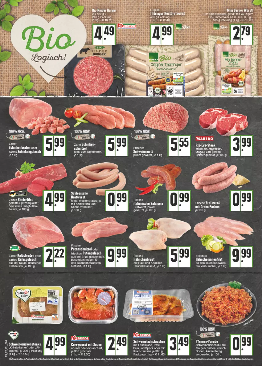 Aktueller Prospekt E Center - Angebote der Woche - von 06.06 bis 11.06.2022 - strona 4 - produkty: acer, braten, bratwurst, butter, eier, eis, filet, fleisch, frischkäse, gewürz, gin, gulasch, hähnchenbrust, jungbullen, Käse, Kraut, kräuter, kräuterbutter, küche, Küchen, lachs, nuss, pute, putenschnitzel, Rauch, ring, rostbratwurst, Rückensteak, rückensteaks, sahne, salsiccia, Schal, Schale, schinken, schnitten, schnitzel, schwein, schweine, schweinefleisch, Schweinelachs, schweinerücken, Speck, spitzenqualität, steak, steaks, Tasche, taschen, tee, Ti, wein, weine, wurst, ZTE