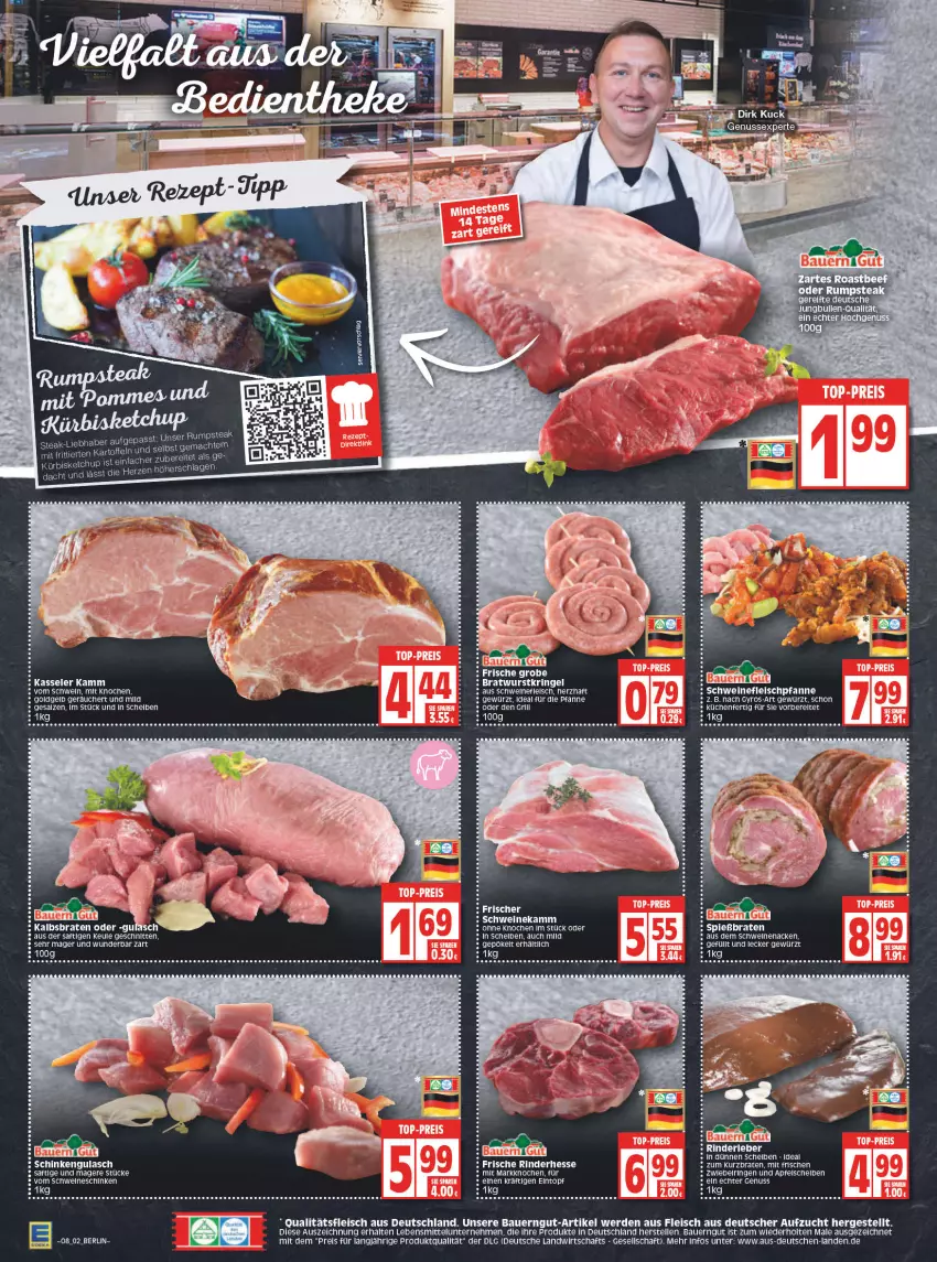 Aktueller Prospekt Edeka - Angebote der Woche - von 21.02 bis 26.02.2022 - strona 2 - produkty: apfel, auer, Bau, Bauer, bauerngut, braten, bratwurst, eintopf, eis, elle, ente, erde, fleisch, gewürz, gulasch, gyros, HP, kartoffel, kartoffeln, kasseler, küche, Küchen, Kürbis, lebensmittel, LG, mac, nuss, pfanne, reis, rel, rind, rinder, Rinderleber, ring, rum, rumpsteak, saft, salz, schinken, schnitten, schwein, schweine, schweinefleisch, steak, Ti, topf, wein, weine, wurst, zwiebel