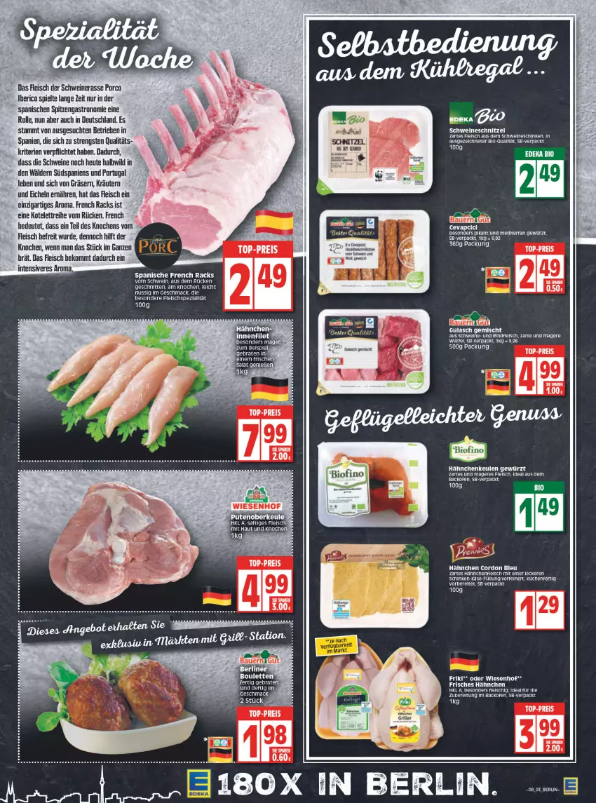 Aktueller Prospekt Edeka - Angebote der Woche - von 21.02 bis 26.02.2022 - strona 3 - produkty: backofen, beko, cordon bleu, deka, eis, ente, fleisch, gewürz, gulasch, Heu, Käse, kerze, kotelett, kräuter, kräutern, küche, Küchen, mac, nuss, Ofen, reis, rind, rindfleisch, schinken, schnitten, schnitzel, schwein, schweine, schweineschnitzel, Spezi, tee, Ti, top-preis, wein, weine, wiesenhof, Wild, würfel