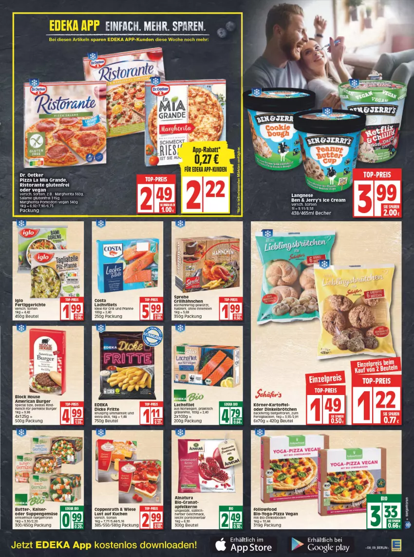 Aktueller Prospekt Edeka - Angebote der Woche - von 21.02 bis 26.02.2022 - strona 9 - produkty: apfel, Becher, beutel, bio, brötchen, burger, butter, coppenrath, deka, dinkelbrötchen, Dr. Oetker, eier, eis, fertiggericht, fertiggerichte, filet, filets, fleisch, für grill und pfanne, gewürz, grana, grill, grill und pfanne, grillhähnchen, ideal für grill, ideal für grill und pfanne, kartoffel, küche, kuchen, Küchen, lachs, lachsfilet, lachsfilets, langnese, Lust auf Kuchen, mac, Mantel, margherita, natur, natura, pfanne, pizza, pril, Rana, reis, rel, rind, ristorante, rwe, suppe, suppen, Ti, tisch, top-preis, und pfanne, Yo