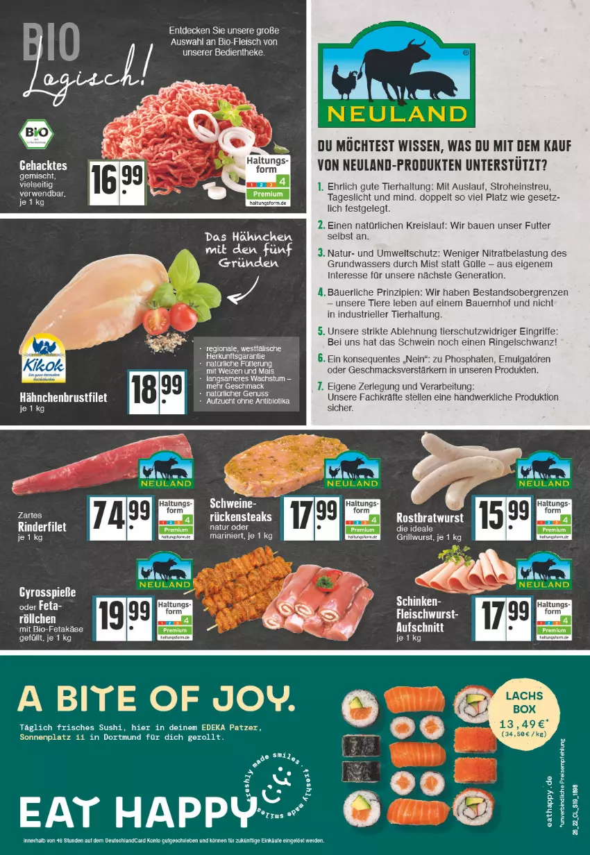 Aktueller Prospekt Edeka - Angebote der Woche - von 27.06 bis 02.07.2022 - strona 19 - produkty: auer, aufschnitt, Bau, Bauer, bio, bratwurst, brustfilet, decke, deka, deutschlandcard, eier, eis, elle, ente, erde, filet, fleisch, hähnchenbrust, hähnchenbrustfilet, LG, mac, mais, natur, nuss, reis, ring, rostbratwurst, Rückensteak, rückensteaks, schinken, schwein, steak, steaks, Sushi, tee, Ti, Tiere, wasser, wein, wurst