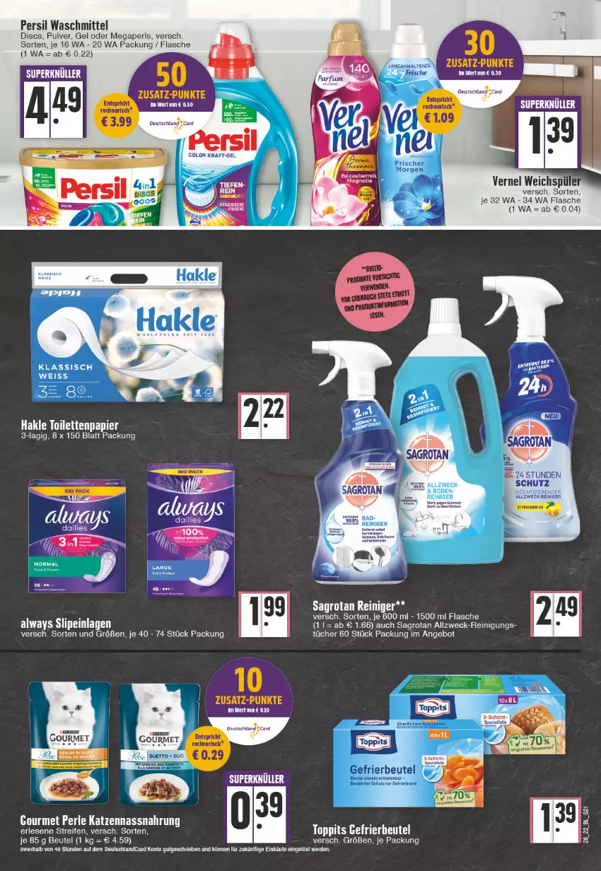 Aktueller Prospekt Edeka - Angebote der Woche - von 27.06 bis 02.07.2022 - strona 21 - produkty: Alwa, Always, angebot, Bad, beutel, bio, dailies, eis, erde, flasche, hakle, hakle toilettenpapier, megaperls, Nassnahrung, papier, persil, persil waschmittel, reifen, reiniger, resa, sagrotan, slip, slipeinlagen, Ti, toilettenpapier, tücher, vernel, waschmittel, weck