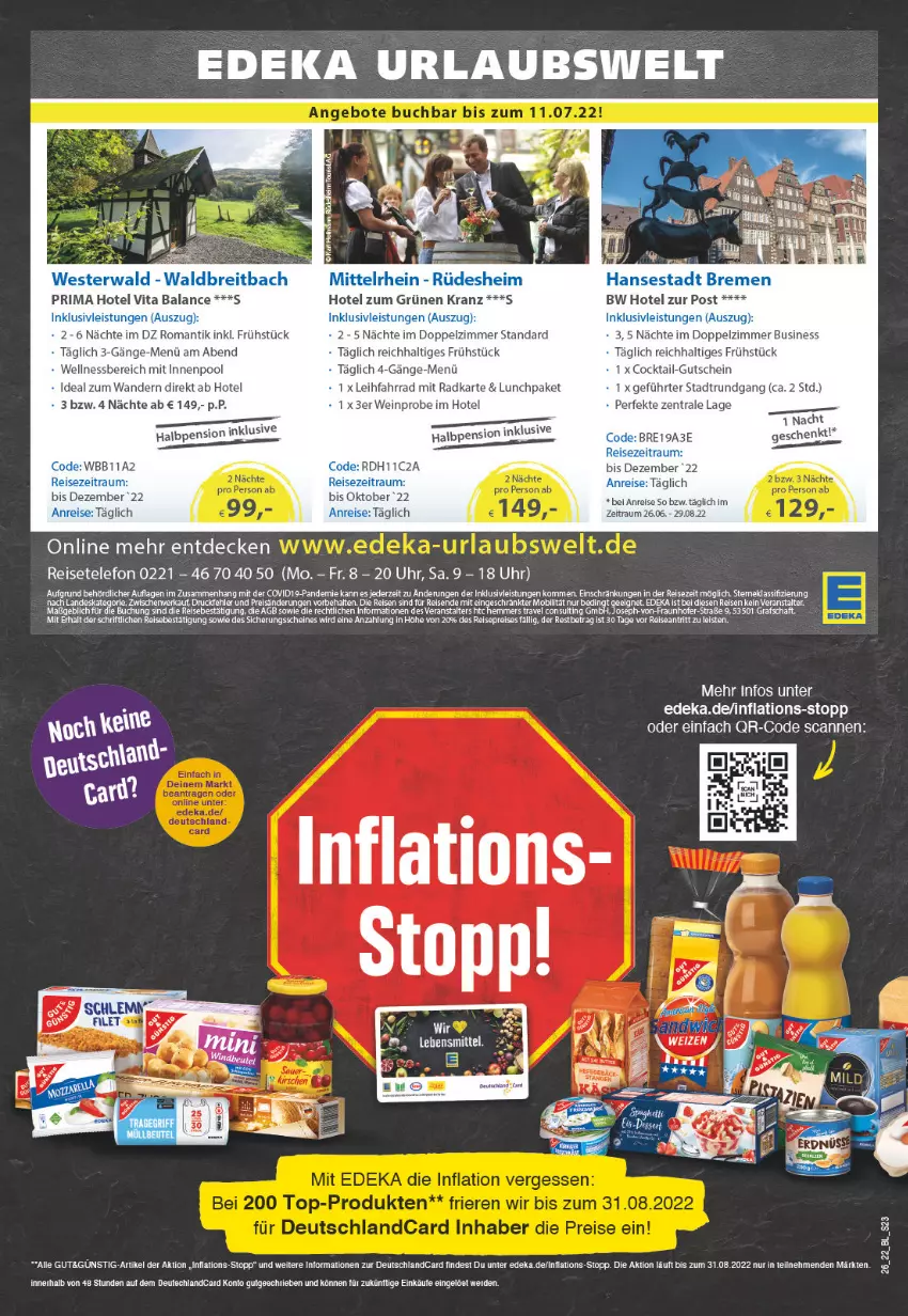 Aktueller Prospekt Edeka - Angebote der Woche - von 27.06 bis 02.07.2022 - strona 23 - produkty: buch, cocktail, decke, deka, deutschlandcard, eis, ente, erde, Fahrrad, gutschein, HP, innenpool, Kranz, lebensmittel, LG, pool, reis, tee, telefon, Ti, uhr, vita, wein, wellnessbereich