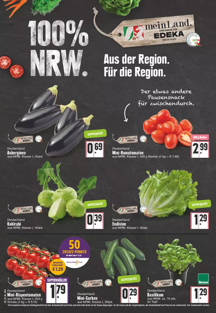 Aktueller Prospekt Edeka - Angebote der Woche - von 27.06 bis 02.07.2022 - strona 4 - produkty: aubergine, auberginen, basilikum, Becher, deka, gin, gurke, gurken, kohlrabi, LG, mini-gurken, mini-rispentomaten, rispentomaten, Romatomaten, snack, tee, tomate, tomaten, topf, uhr