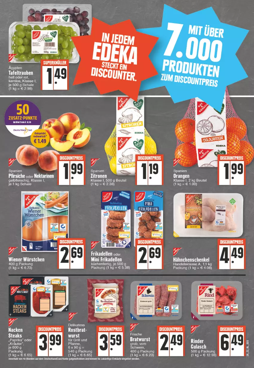 Aktueller Prospekt Edeka - Angebote der Woche - von 27.06 bis 02.07.2022 - strona 5 - produkty: beutel, bratwurst, dell, discount, eis, elle, erde, fleisch, frikadellen, grill, gulasch, hähnchenschenkel, henkel, küche, Küchen, orange, orangen, reis, rind, rinder, schenkel, steak, steaks, Ti, wurst