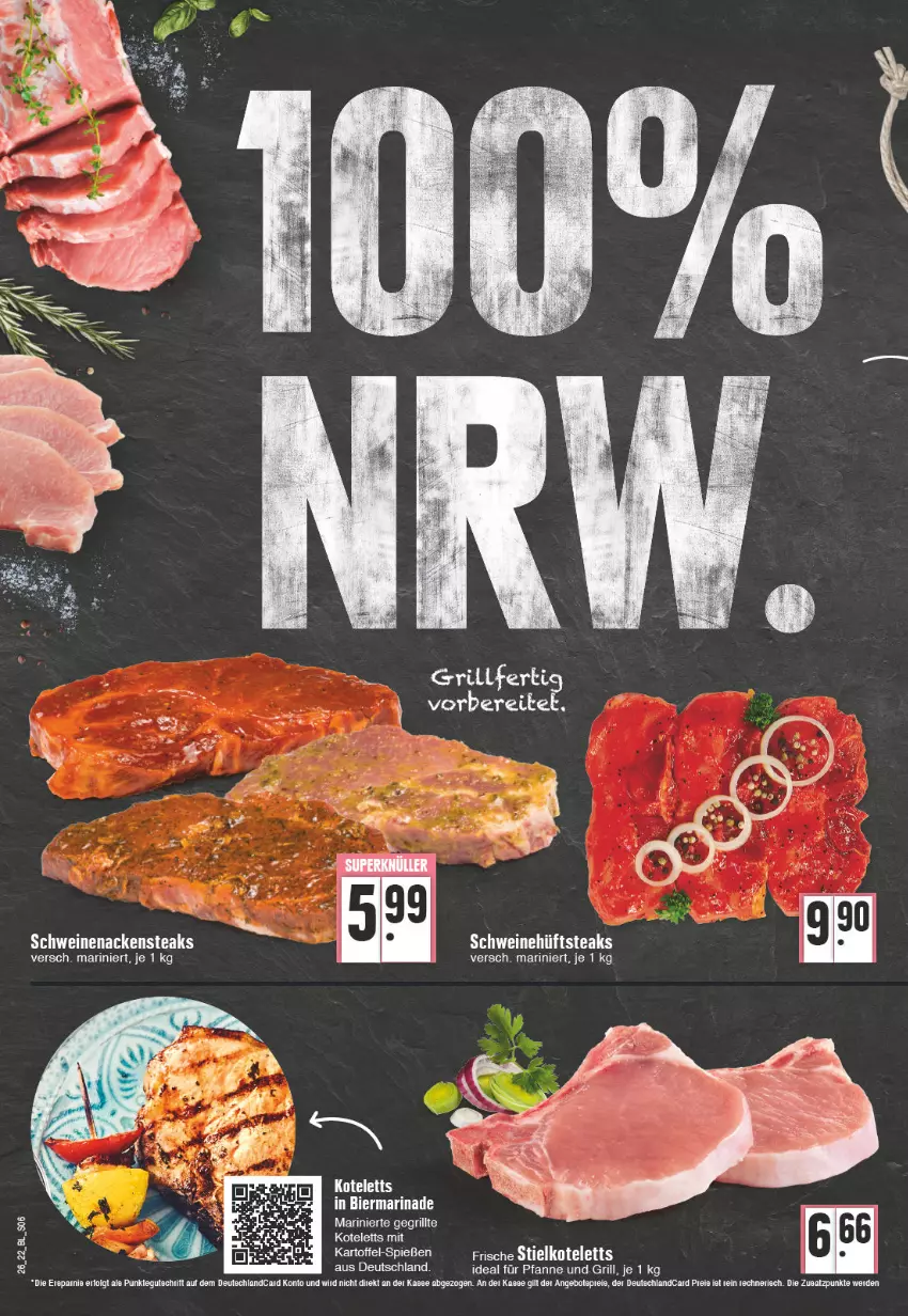 Aktueller Prospekt Edeka - Angebote der Woche - von 27.06 bis 02.07.2022 - strona 6 - produkty: angebot, angebote, bier, deutschlandcard, grill, hüftsteak, hüftsteaks, kotelett, marinade, Nackensteak, nackensteaks, pfanne, schwein, schweine, schweinenacken, steak, steaks, Ti, wein, weine