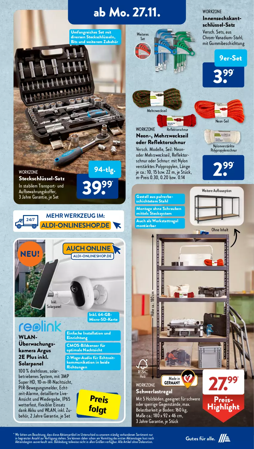 Aktueller Prospekt AldiSud - IN ZWEI WOCHEN - von 27.11 bis 02.12.2023 - strona 11 - produkty: akku, aldi, alle artikel ohne dekoration, aufbewahrungskoffer, Bau, dekoration, dell, Draht, eis, elle, gin, Holz, kamera, kleid, Kleidung, koffer, LG, Mode, regal, reis, schrauben, schwerlastregal, Sport, Ti, weck, werkzeug, ZTE