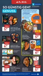 Gazetka promocyjna AldiSud - IN ZWEI WOCHEN - Gazetka - ważna od 02.12 do 02.12.2023 - strona 27 - produkty: aldi, alle artikel ohne dekoration, backfisch, bier, braten, brustfilet, decke, dekoration, eis, ente, Entenbrust, filet, fisch, fleisch, gin, kalbsschnitzel, kasseler, medaillons, nuss, reis, sauce, Schal, Schale, schinken, schnitzel, schwein, schweine, schweinenacken, Ti, wein, weine, Wild, Wildschwein, ZTE