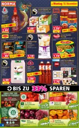 Gazetka promocyjna Norma - Norma - Gazetka - ważna od 25.11 do 25.11.2024 - strona 8 - produkty: ananas, auer, Becher, beutel, bio, bonita, braten, cherrytomaten, chili, chips, clementinen, curry, dip, eis, ente, erde, flasche, fleisch, früchte, hühner, ingwer, Kristallsalz, kühlregal, mac, mit gemüse, natur, nerf, nudel, nudeln, obst, Obst und Gemüse, regal, reis, Rettich, rind, rindfleisch, Rote Zwiebel, salz, sauce, snack, soja, sojasauce, Spezi, Sriracha, Sushi, Ti, tiefpreis, tomate, tomaten, und gemüse, wasa, zwiebel, zwiebeln