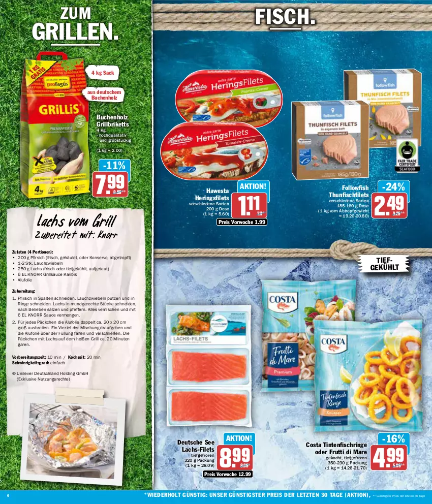 Aktueller Prospekt Aez - Prospekte - von 22.04 bis 27.04.2024 - strona 6 - produkty: Brei, briketts, buch, eis, filet, filets, fisch, followfish, frutti di mare, grill, grillbriketts, grillsauce, hawesta, hering, Herings, heringsfilets, Holz, knorr, lachs, Lauchzwiebel, lauchzwiebeln, obst, pfeffer, pfirsich, reis, ring, sac, salz, sauce, thunfisch, Ti, Tintenfischringe, usb, ZTE, zwiebel, zwiebeln