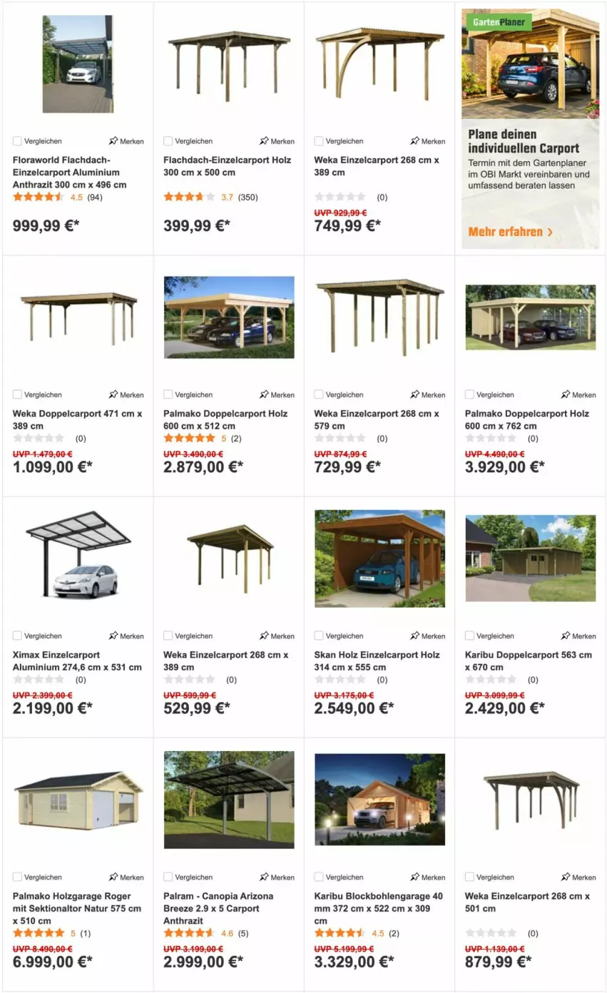 Aktueller Prospekt Obi - Prospekte - von 01.03 bis 16.03.2022 - strona 10 - produkty: bree, Carport, elle, Garten, Holz, natur, sekt, Ti, weka