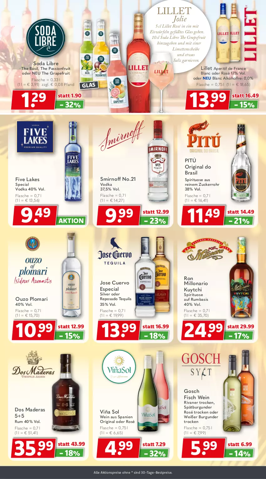 Aktueller Prospekt Getraenkeland - von 21.06 bis 03.07.2026 - strona 9 - produkty: aktionspreis, alkohol, aperitif, bestpreis, bestpreise, burgunder, eis, eiswürfel, fisch, flasche, garnier, gin, grapefruit, lillet, limette, limetten, Mett, metten, ouzo, reis, Rivaner, rum, salz, smirnoff, Soda, spätburgunder, tequila, Ti, vodka, wein, würfel, zucker