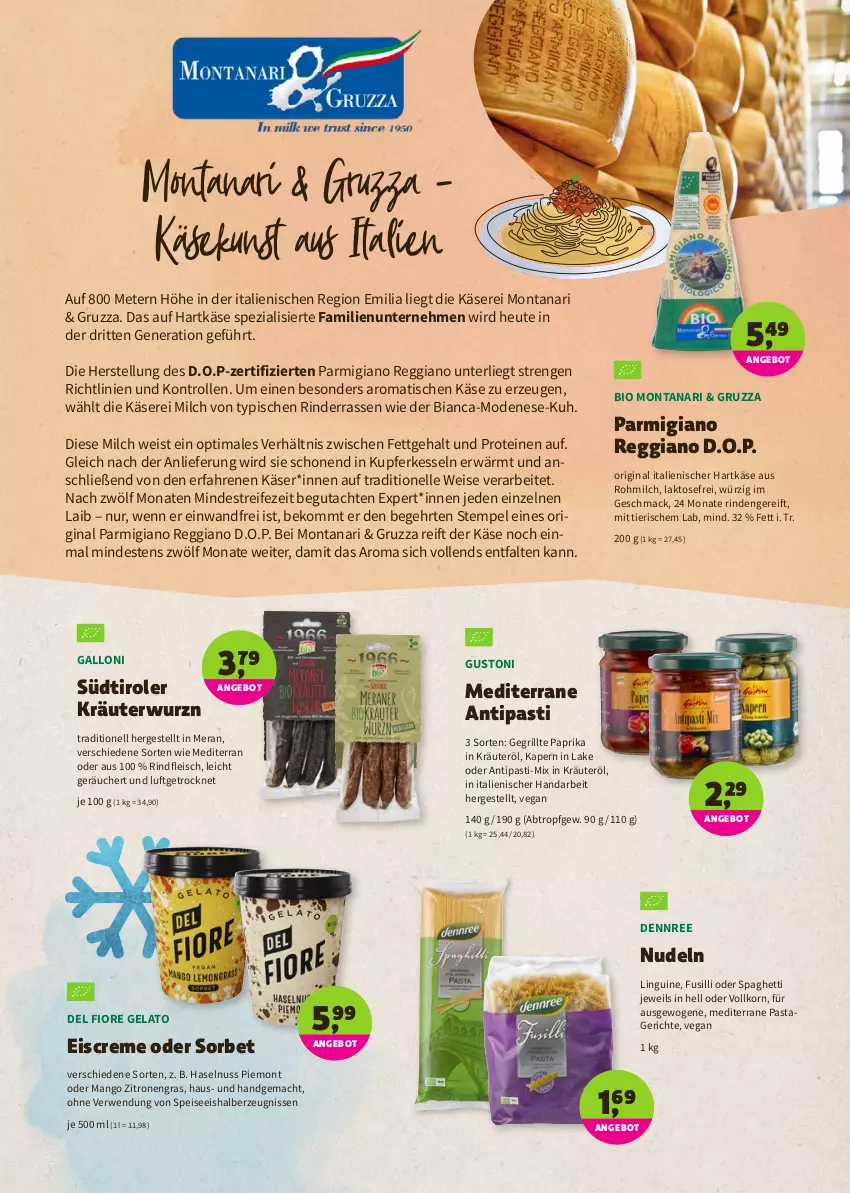 Aktueller Prospekt Denns Biomarkt - Prospekte - von 25.05 bis 07.06.2022 - strona 4 - produkty: angebot, antipasti, asti, beko, bio, creme, dennree, eis, eiscreme, elle, fleisch, fusilli, gallo, gin, grill, hartkäse, haselnuss, Heu, italienischer hartkäse, Käse, korn, kräuter, mac, mango, milch, Mode, montana, nudel, nudeln, nuss, paprika, parmigiano, parmigiano reggiano, pasta, Pastagericht, reggiano, rind, rinder, rindfleisch, rwe, Sorbet, spaghetti, Spezi, südtiroler, Ti, tisch, zitrone, zitronen