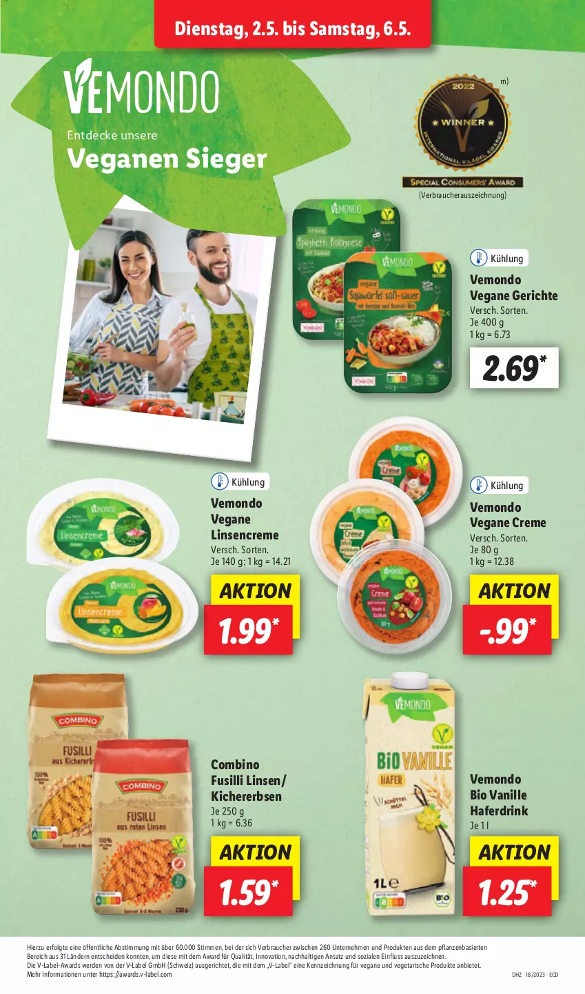 Aktueller Prospekt Lidl - Aktionsprospekt - von 02.05 bis 06.05.2023 - strona 13 - produkty: angebot, bio, creme, decke, drink, eis, erbsen, erde, fusilli, hafer, Haferdrink, kichererbsen, LG, linsen, pflanze, pflanzen, Rauch, reis, Ti, vanille, Vegeta, ZTE