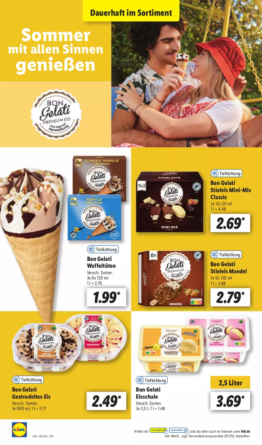 Aktueller Prospekt Lidl - Aktionsprospekt - von 02.05 bis 06.05.2023 - strona 48 - produkty: auer, Bon Gelati, eis, mandel, ndk, Schal, Schale, stieleis, Strudel, Ti, Tüte