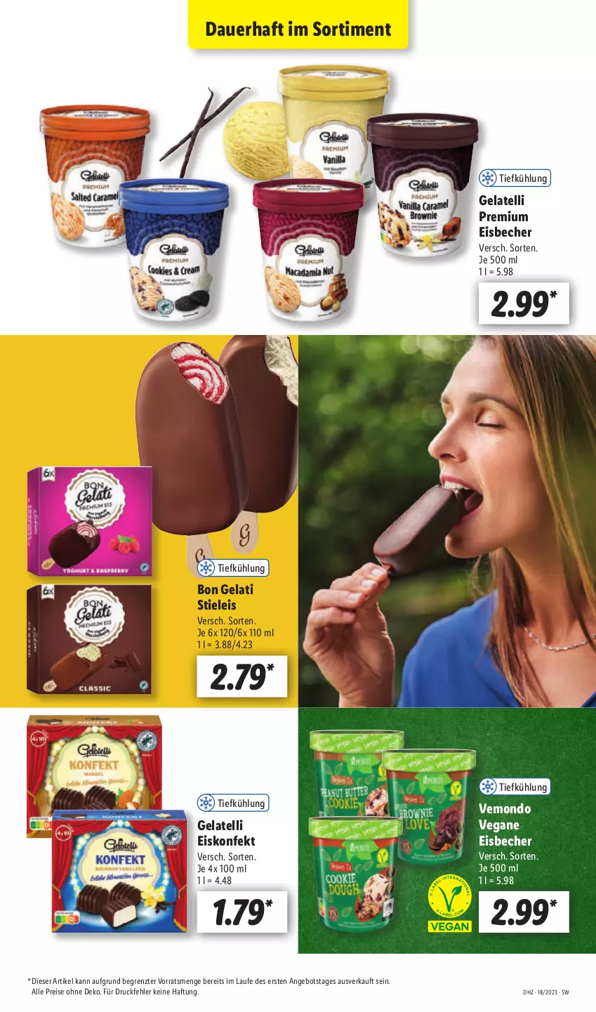 Aktueller Prospekt Lidl - Aktionsprospekt - von 02.05 bis 06.05.2023 - strona 49 - produkty: angebot, auer, Becher, Bon Gelati, eis, eisbecher, eiskonfekt, Gelatelli, reis, stieleis, Ti, ZTE