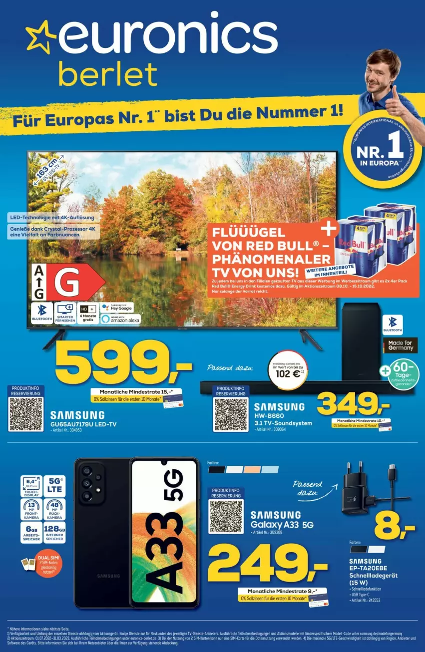 Aktueller Prospekt Euronics - Prospekte - von 12.10 bis 19.10.2022 - strona 1 - produkty: angebot, angebote, drink, Dual SIM, energy drink, ente, erde, Germ, Ria, Samsung, sim, Ti