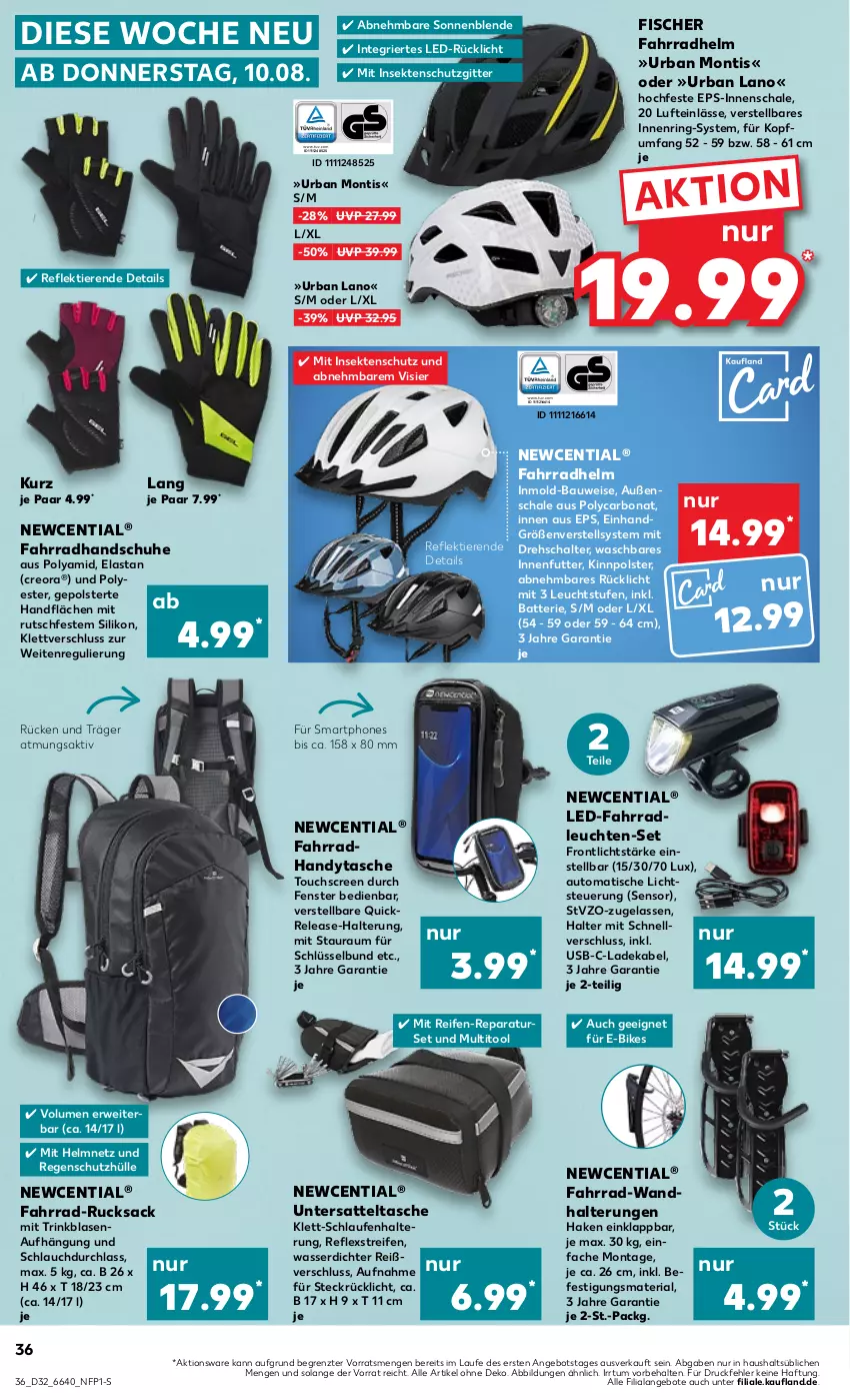 Aktueller Prospekt Kaufland - Prospekt - von 10.08 bis 16.08.2023 - strona 38 - produkty: angebot, angebote, auto, batterie, Bau, Bona, deka, E-Bike, E-Bikes, eis, Fahrrad, fahrradhelm, fenster, fisch, fische, Fischer, handschuhe, Handy, Handytasche, insektenschutz, ladekabel, Laufen, Leuchte, leuchten, Regenschutz, reifen, rel, Ria, ring, rücklicht, rucksack, rwe, sac, sattel, Schal, Schale, schlauch, schuhe, schutzhülle, sekt, smartphone, smartphones, Tasche, Ti, Tiere, tisch, touchscreen, usb, wandhalterung, wasser, ZTE