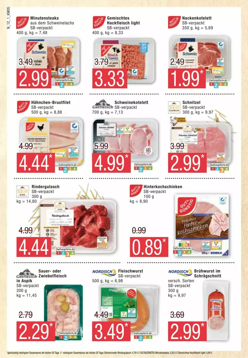 Aktueller Prospekt Edeka - Prospekte - von 27.01 bis 03.02.2024 - strona 12 - produkty: auer, Brühwurst, brustfilet, eis, filet, fleisch, fleischwurst, gulasch, gutfleisch, hackfleisch, hähnchen-brustfilet, hinterkochschinken, kochschinken, kotelett, lachs, minutensteaks, rind, rinder, rindergulasch, schinken, schnitzel, schwein, schweine, schweinekotelett, Schweinelachs, steak, steaks, wein, weine, wurst, ZTE, zwiebel