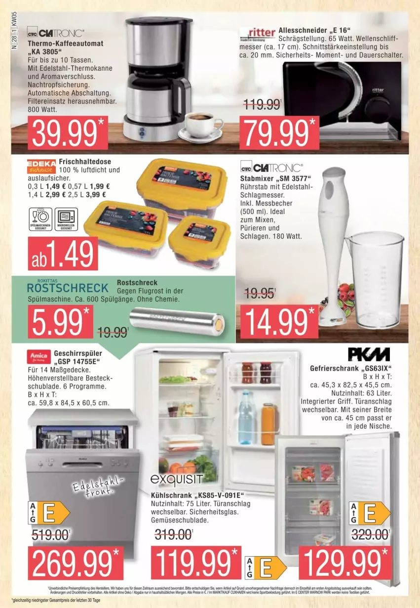 Aktueller Prospekt Edeka - Prospekte - von 27.01 bis 03.02.2024 - strona 28 - produkty: ariel, auer, auto, Becher, besteck, Brei, decke, edelstahl, eis, elle, ente, gefrierschrank, geschirr, geschirrspüler, kühlschrank, Messbecher, messer, Mixer, reis, Schal, Schrank, stabmixer, tasse, Ti, tisch, türanschlag wechselbar, ZTE