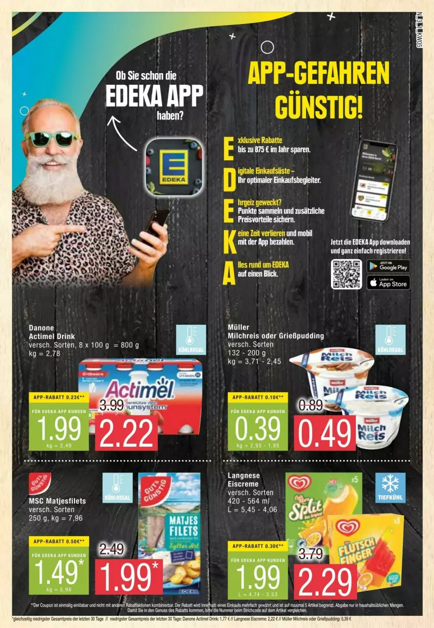 Aktueller Prospekt Edeka - Prospekte - von 27.01 bis 03.02.2024 - strona 3 - produkty: actimel, actimel drink, creme, danone, danone actimel drink, drink, eier, eis, eiscreme, filet, filets, Grießpudding, langnese, langnese eis, matjes, Matjesfilet, matjesfilets, milch, milchreis, Müller, preisvorteil, pudding, reis, Ti, ZTE