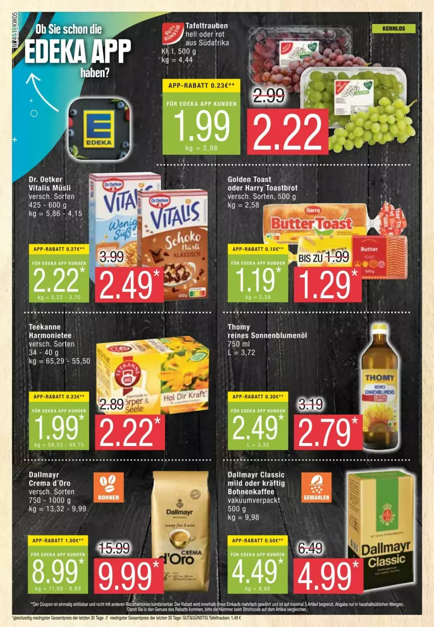 Aktueller Prospekt Edeka - Prospekte - von 27.01 bis 03.02.2024 - strona 4 - produkty: blume, blumen, blumenöl, bohne, bohnen, bohnenkaffee, brot, dallmayr, eis, golden toast, kaffee, müsli, reis, sonnenblume, sonnenblumen, sonnenblumenöl, tafeltrauben, tee, Ti, toast, Toastbrot, trauben, vita, vitalis, vitalis müsli, ZTE