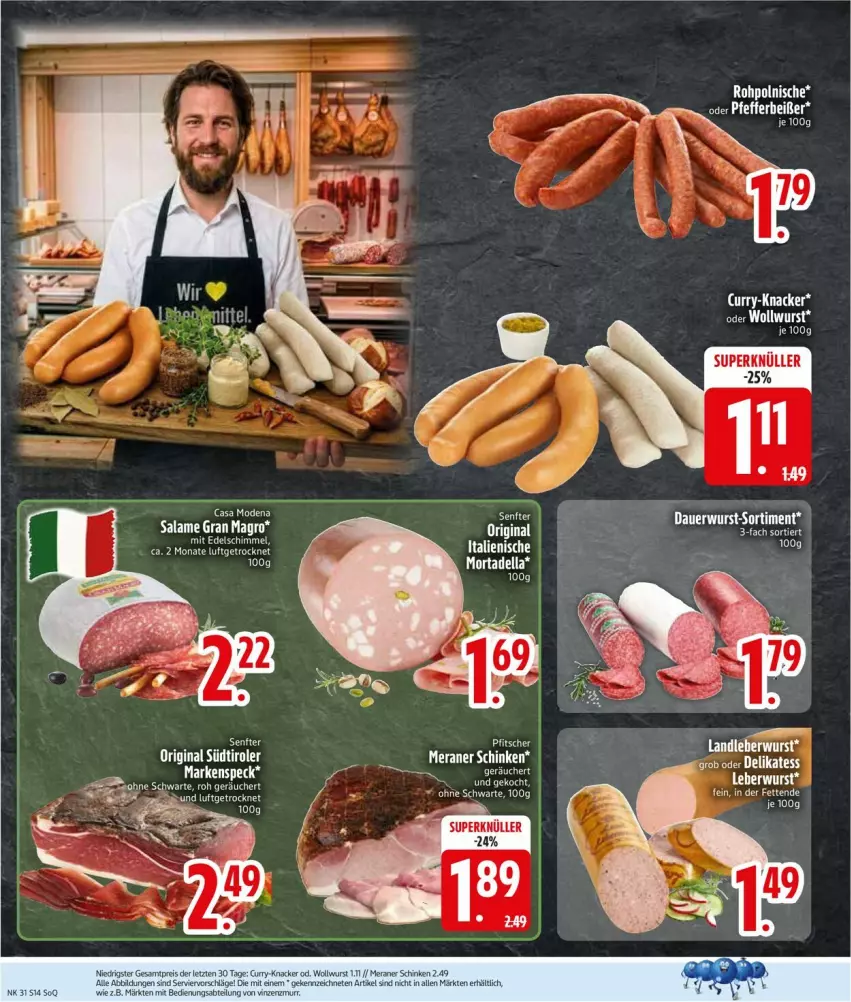 Aktueller Prospekt Edeka - Prospekte - von 27.07 bis 01.08.2026 - strona 16 - produkty: auer, curry, dell, eier, knacker, landleberwurst, leberwurst, mortadella, senf, tee, Ti, wurst